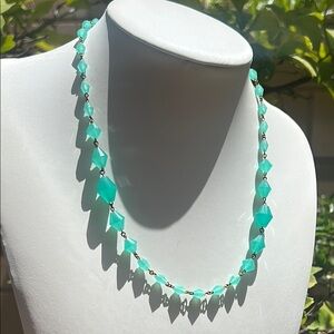 Art Deco 1920s-1940s Green Uranium Glass Beaded Necklace
